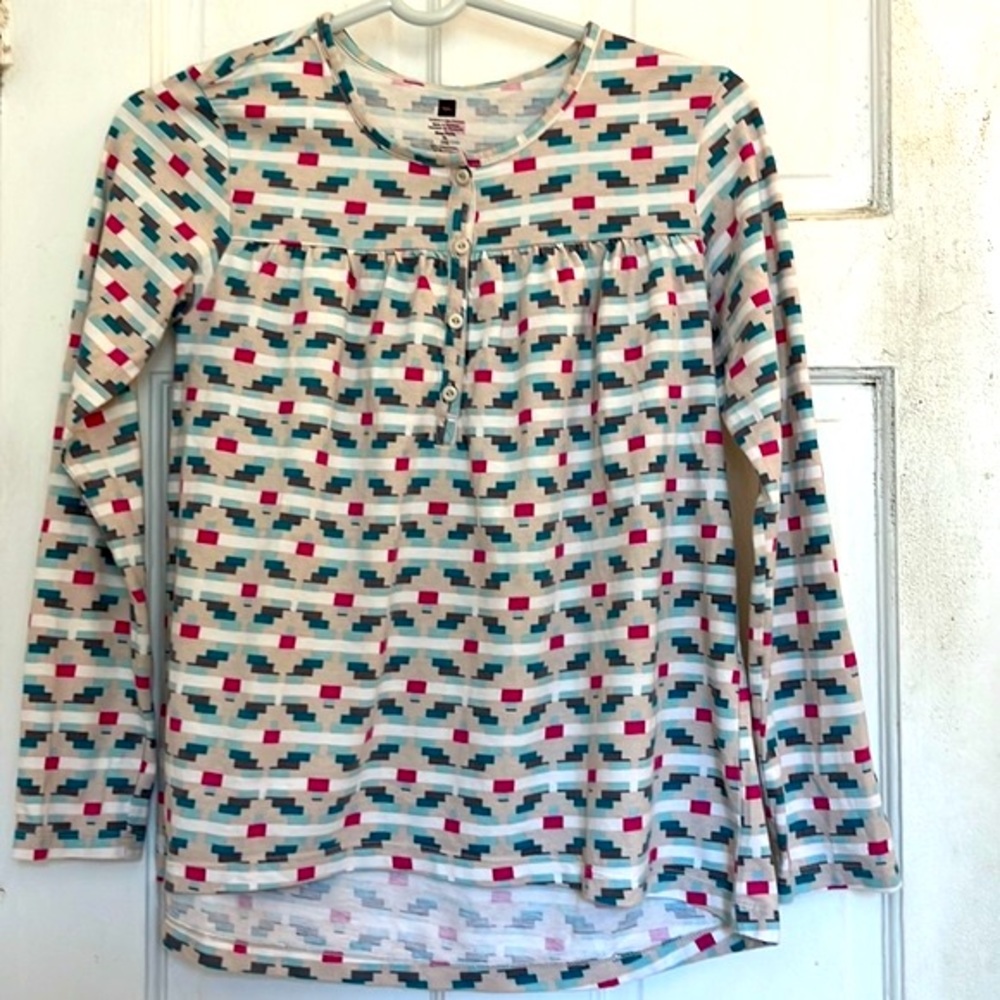 Tea Collection girls geometric Henley top in size X-Large 12